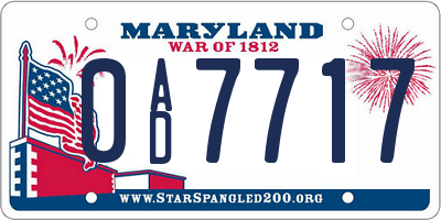 MD license plate 0AD7717