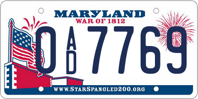 MD license plate 0AD7769