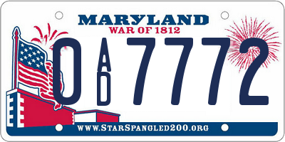 MD license plate 0AD7772