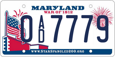 MD license plate 0AD7779