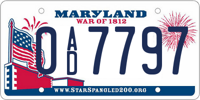 MD license plate 0AD7797