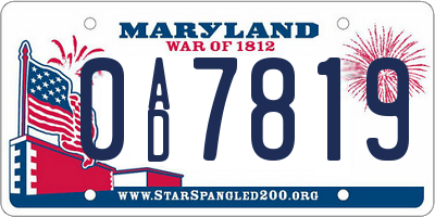 MD license plate 0AD7819