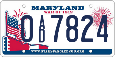 MD license plate 0AD7824