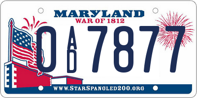 MD license plate 0AD7877