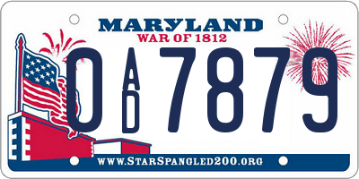 MD license plate 0AD7879