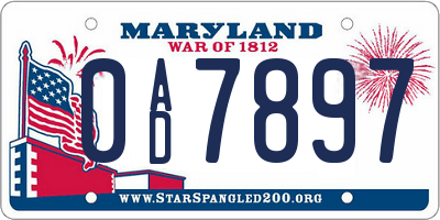 MD license plate 0AD7897
