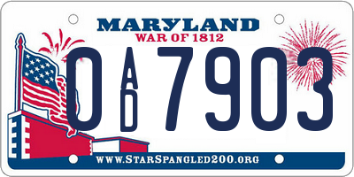MD license plate 0AD7903