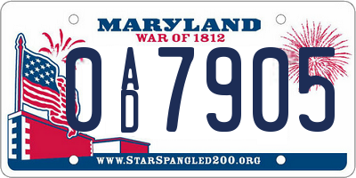 MD license plate 0AD7905