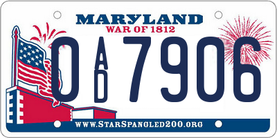 MD license plate 0AD7906