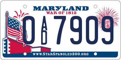 MD license plate 0AD7909