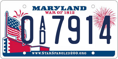 MD license plate 0AD7914
