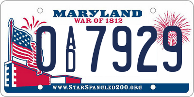 MD license plate 0AD7929