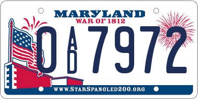 MD license plate 0AD7972
