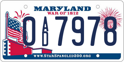 MD license plate 0AD7978