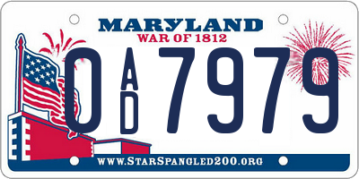 MD license plate 0AD7979