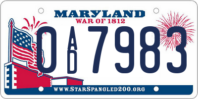 MD license plate 0AD7983