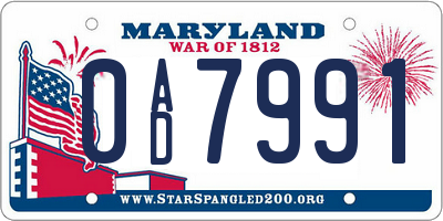 MD license plate 0AD7991