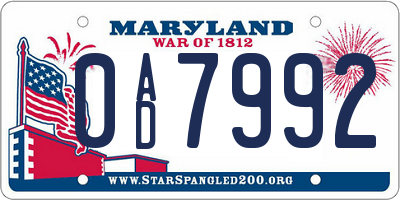 MD license plate 0AD7992