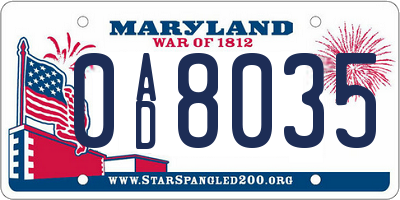 MD license plate 0AD8035