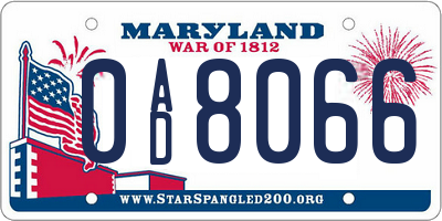 MD license plate 0AD8066