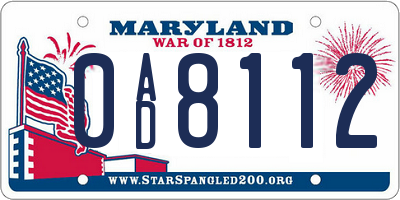 MD license plate 0AD8112
