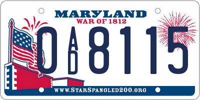 MD license plate 0AD8115