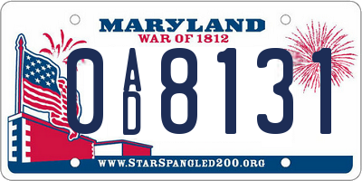 MD license plate 0AD8131