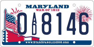 MD license plate 0AD8146