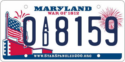 MD license plate 0AD8159