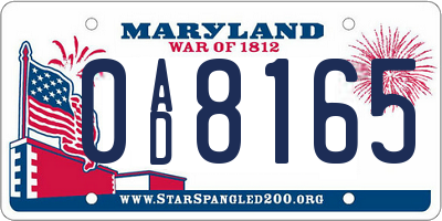 MD license plate 0AD8165