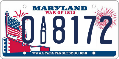 MD license plate 0AD8172