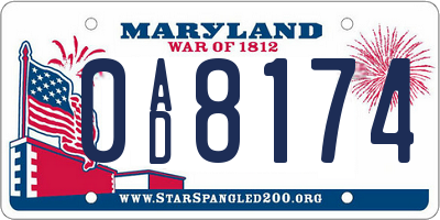 MD license plate 0AD8174