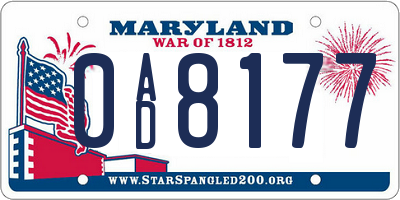 MD license plate 0AD8177