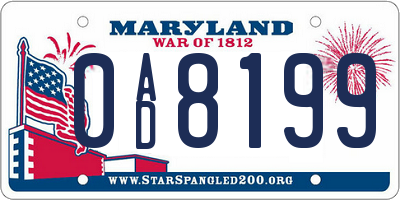 MD license plate 0AD8199