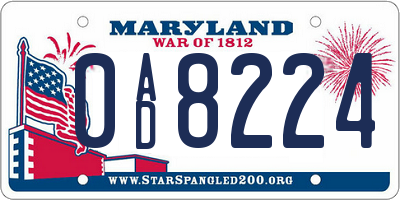 MD license plate 0AD8224