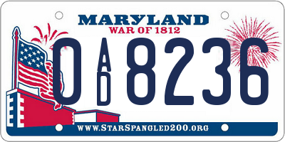 MD license plate 0AD8236