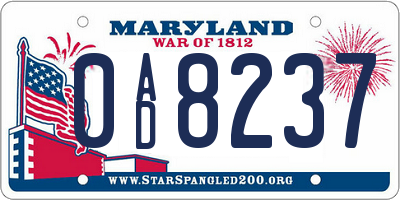 MD license plate 0AD8237