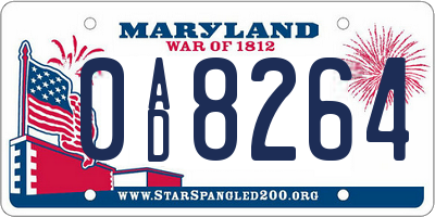 MD license plate 0AD8264