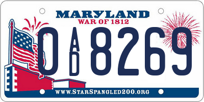 MD license plate 0AD8269