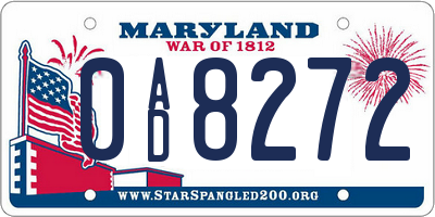 MD license plate 0AD8272