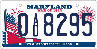 MD license plate 0AD8295