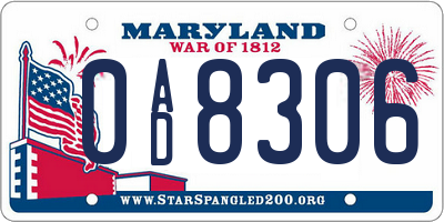 MD license plate 0AD8306