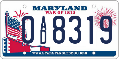 MD license plate 0AD8319