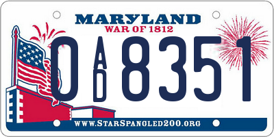 MD license plate 0AD8351