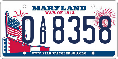 MD license plate 0AD8358