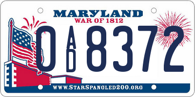 MD license plate 0AD8372
