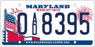 MD license plate 0AD8395