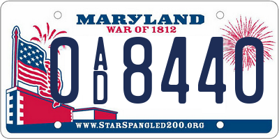 MD license plate 0AD8440