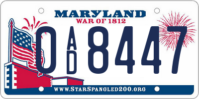 MD license plate 0AD8447