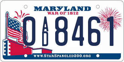 MD license plate 0AD8461